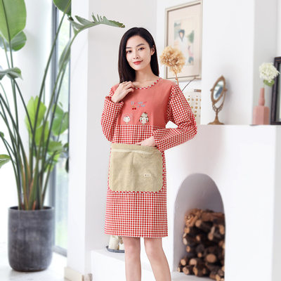 围裙家用厨房长袖防水防油可擦手日系可爱韩版时尚做饭罩衣大人女