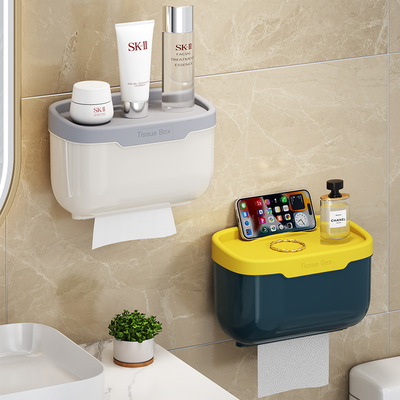 卫生间纸巾盒厕所防水纸巾架置物架抽纸盒壁挂卷纸筒收纳浴室