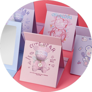 卡通折叠镜子便携小镜子手持桌面大号印花镜台式可爱学生化妆镜子