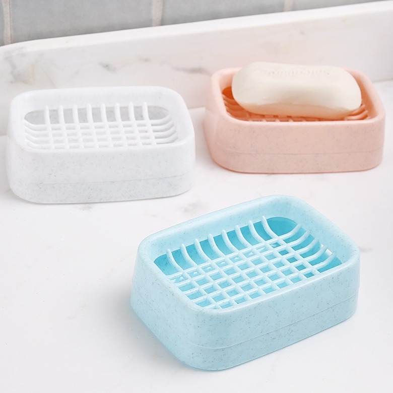 沥水肥皂盒家用厕所北欧创意带盖大号皂架塑料简约欧式双层香皂盒