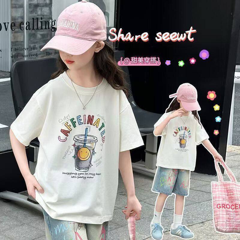 女童夏季涂鸦牛仔裤两件套