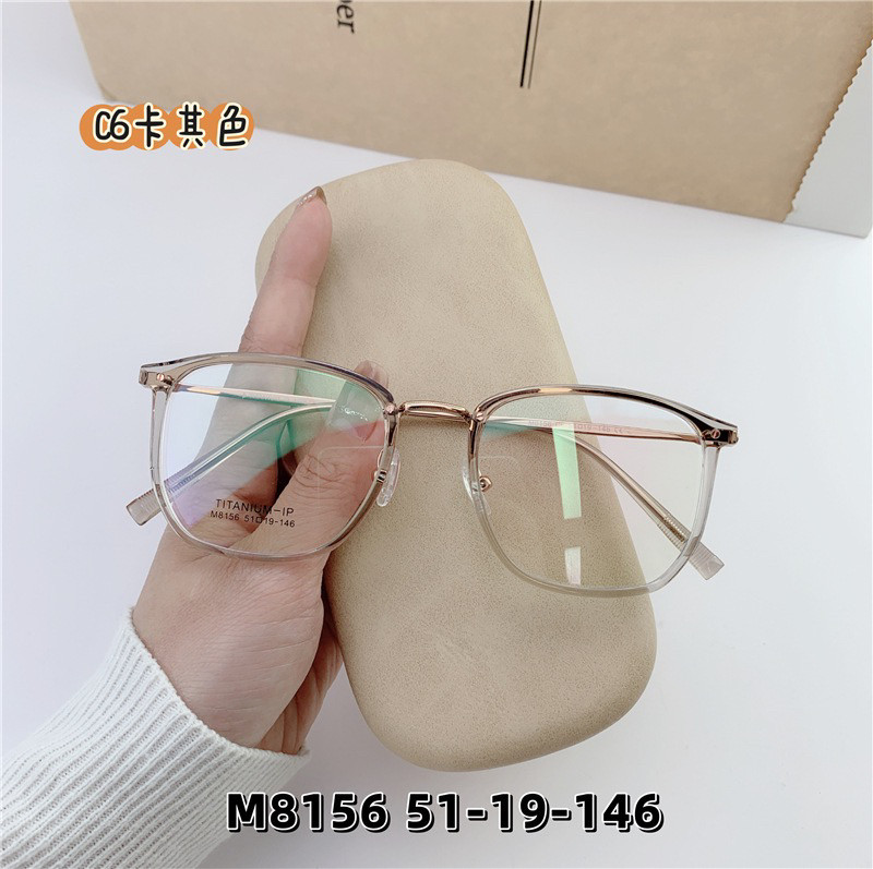 M8156超轻钛架眼镜框女复古时尚多边型防蓝光高度数近视眼镜