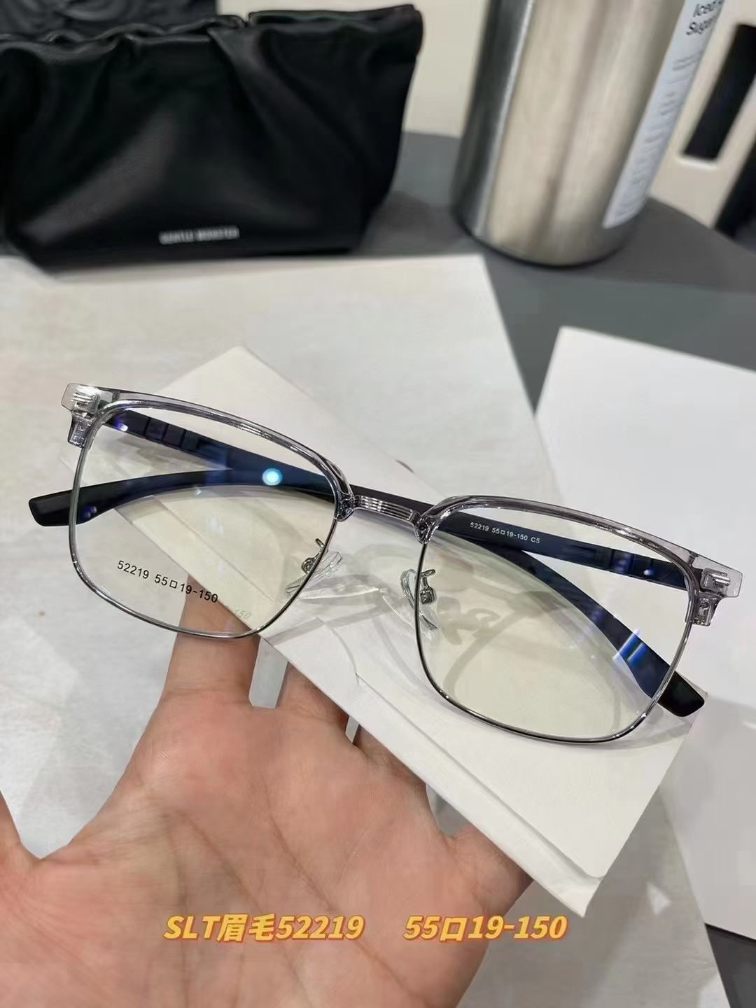 52219暴龙同款眉毛架男士商务半框眼镜
