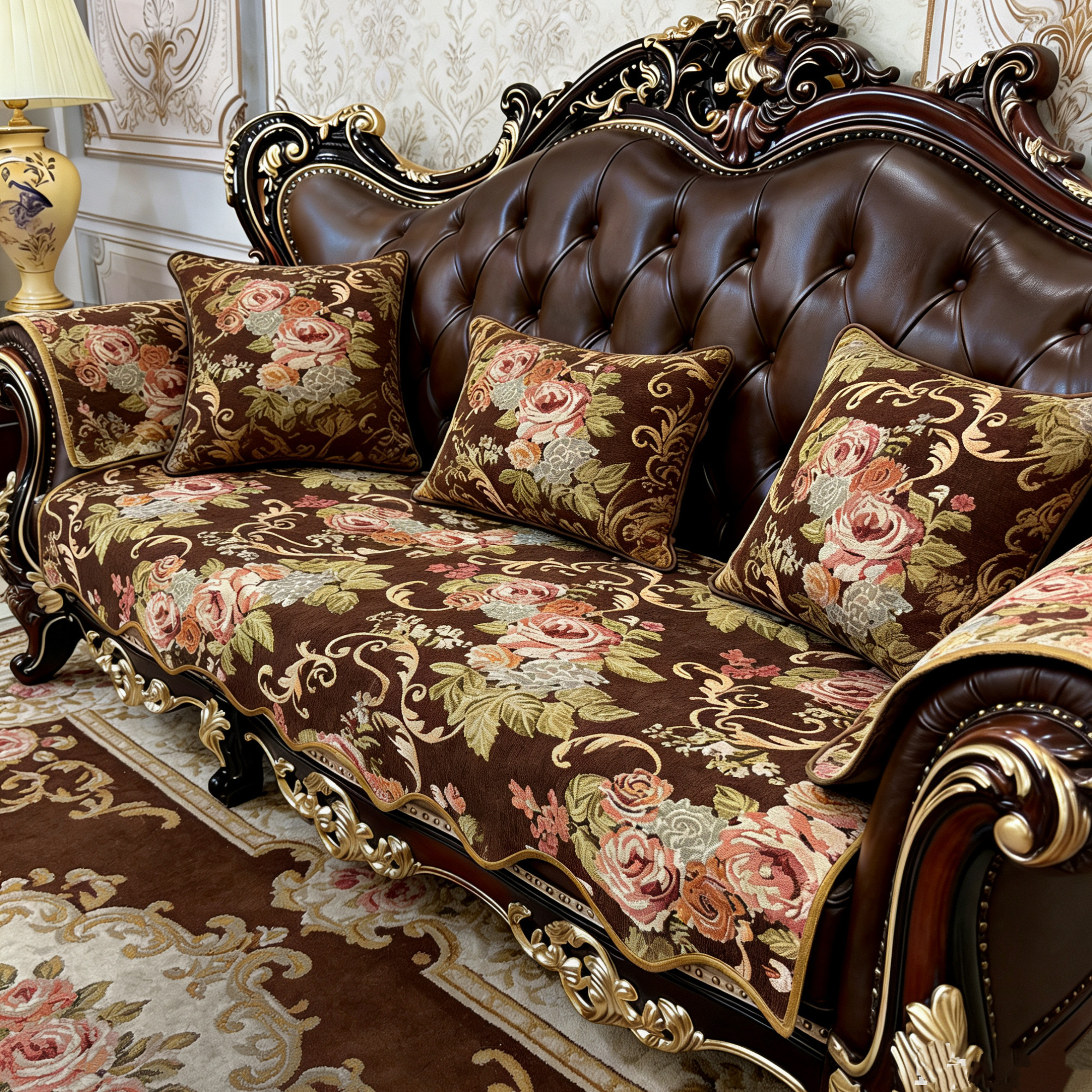 欧式沙发垫雪尼尔奢华皮沙发防滑四季通用美式布艺坐垫套定做