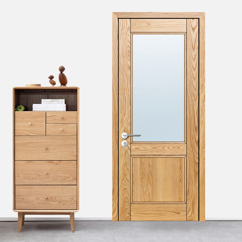 麦季美国红橡纯实木原木门轻奢极简风室内门厨房卫生间门玻璃门