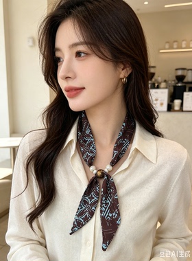复古长条丝巾女春夏百搭项链飘带薄款装饰围巾可调节领巾新款洋气