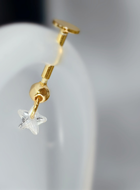 星星耳钉迷你小众设计感HELIX粗杆耳骨钉女平底1.2金色ROOK耳饰
