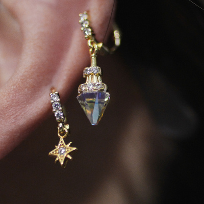 星星水滴耳皮扣清冷感耳骨环