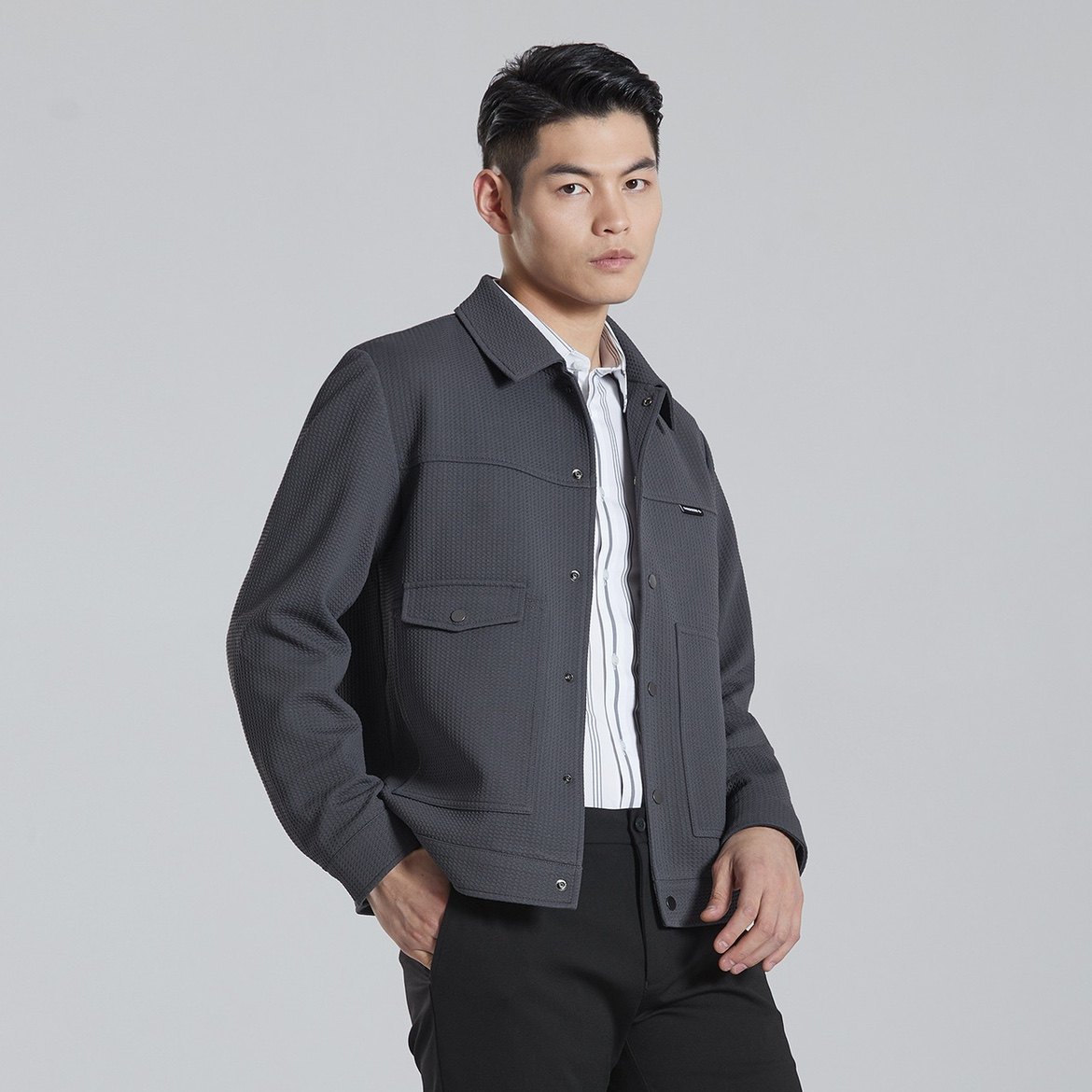 华夫格，180号利家春秋男士休闲时尚翻领短款夹克薄外套G3QJK0011