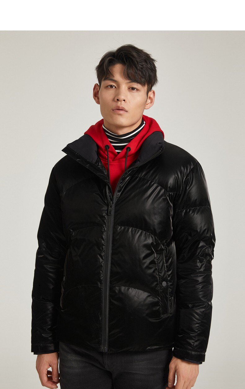 利家冬季新品男士防水外穿无帽立领休闲时尚短款羽绒服保暖厚外套