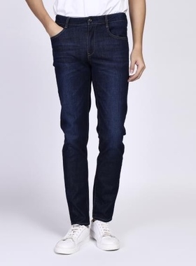 36号利家春秋男士修身窄脚弹力牛仔裤深蓝色长裤18CNZ20201