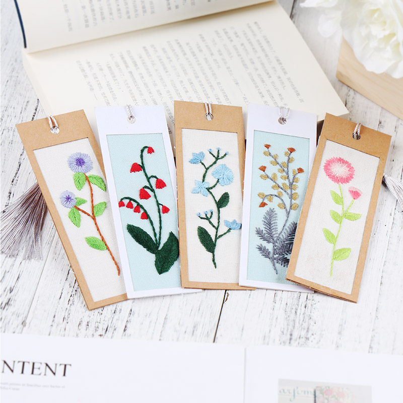 刺绣diy礼物手工自绣制作布艺材料包 绣花丝带绣书签成人初学苏绣