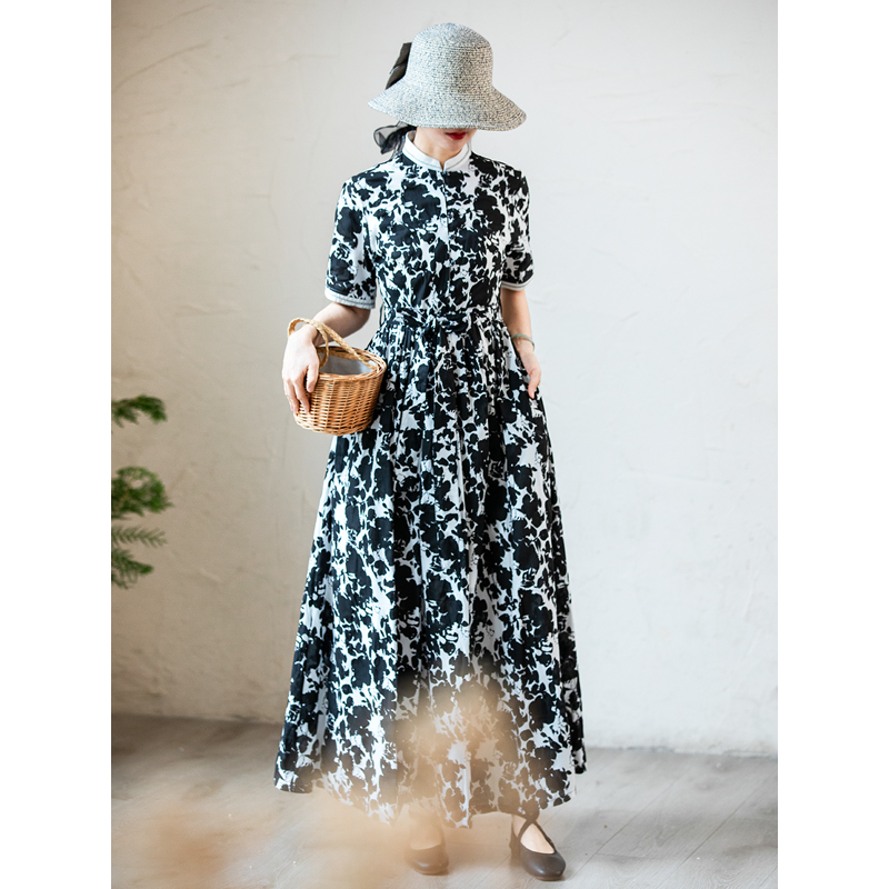 国风新中式减龄印花连衣裙设计