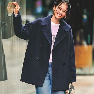 日本代购 女士体型遮盖宽松清爽毛呢大衣 有大码 2025年秋季