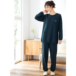 2024春女士秋冬季加绒保暖圆领套头卫衣长裤休闲运动家居服睡衣