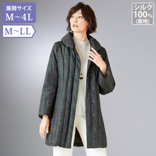 2025年春季 女小光泽感丝绸表面精致印花宽松羽绒服 日本代购