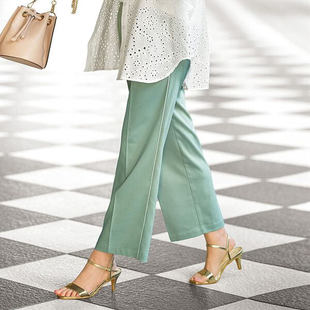 2025年春日本代购女士粘稠材质直筒宽松线条裤子长裤 有大码