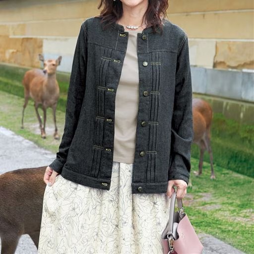 2025年春夏日本代购女士柔软舒适棉质双纱布牛仔风夹克 有大码