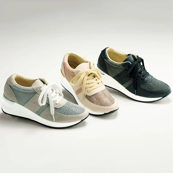 2025年秋季日本代购纤细水钻光泽华丽宽掌宽松4ED厚底休闲鞋