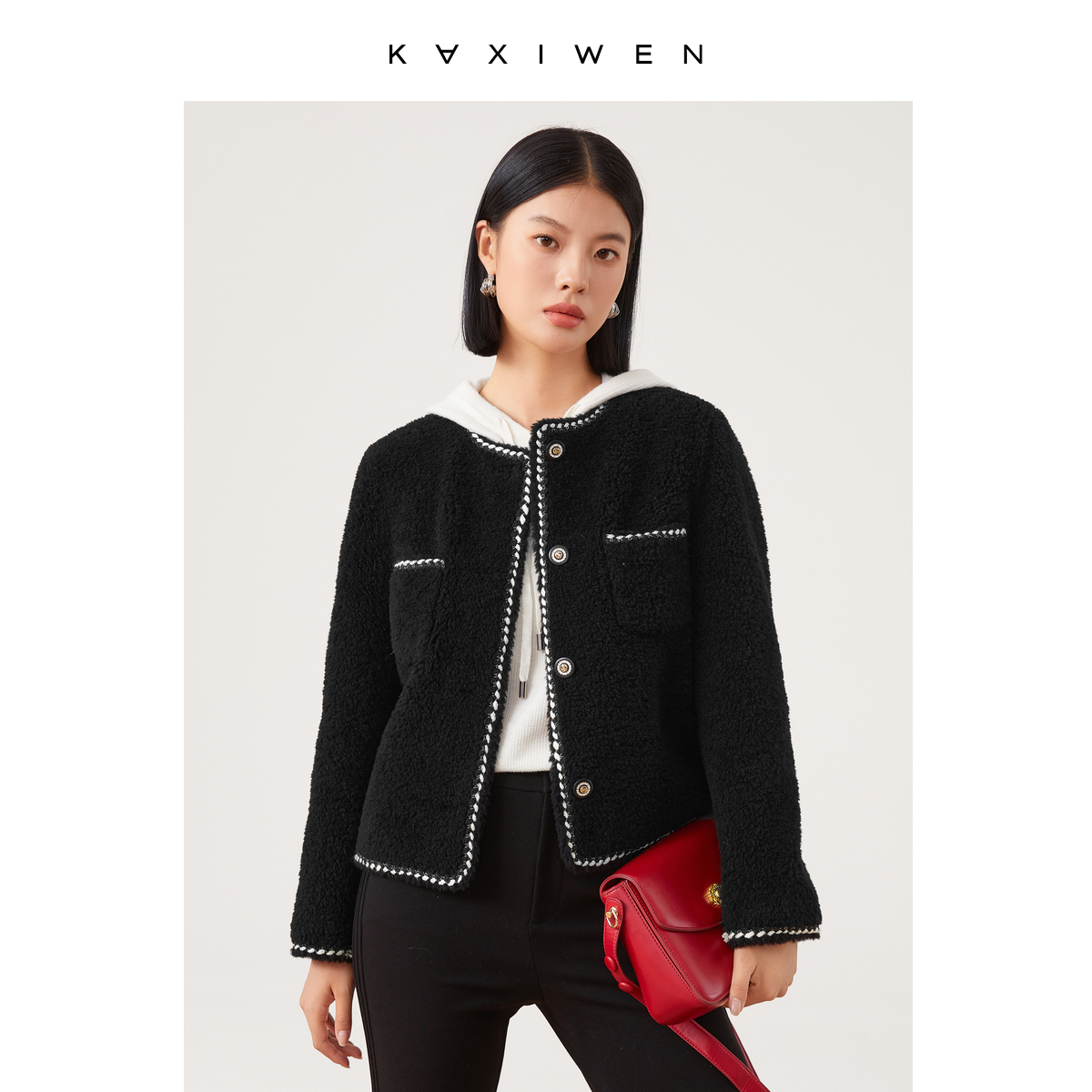 香风短外套佧茜文绵羊毛