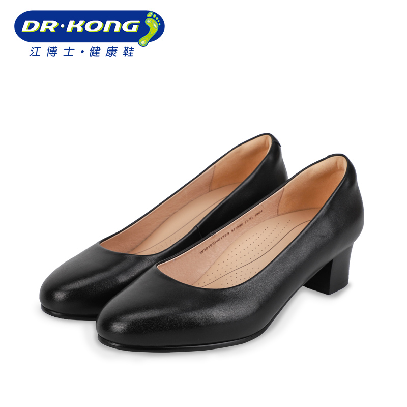 Dr.Kong/江博士江博士2019秋季新款单鞋女中跟休闲浅口通勤皮鞋限10000张券