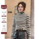 雅舒曼&图图妈 女 柔软套头针织衫 星环条纹 miu系细条纹撞色修身