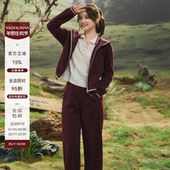 雅舒曼&图图妈 女 显瘦轻量百搭连帽卫衣套装 暖宝套装 撞色宽版