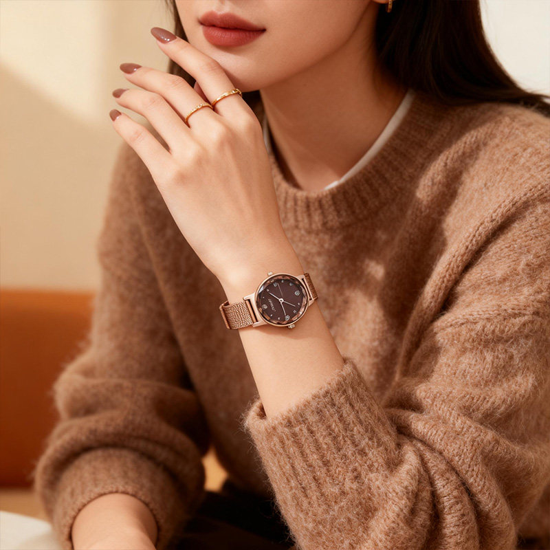 聚利时手表女款时尚复古高级感石英表小众轻奢气质小圆表送女朋友