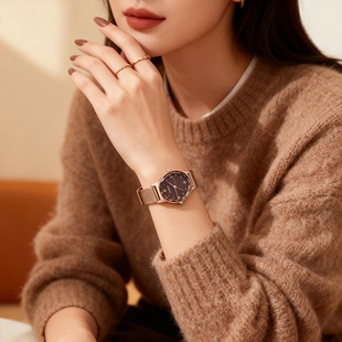 聚利时手表女款 复古高级感石英表小众轻奢气质小圆表送女朋友 时尚