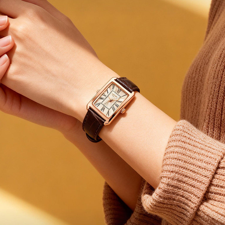 聚利时正品手表女款轻奢复古方形小腕表学生送女友礼物高级石英表