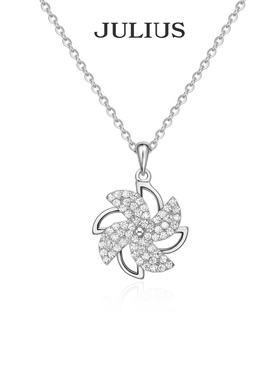 Julius/聚利时925银项链女旋转风车锁骨链轻奢小众生日礼物送女友