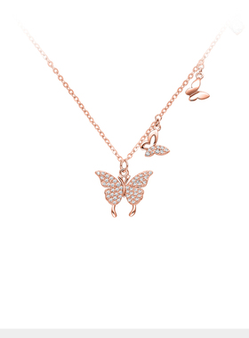 Julius/聚利时小福蝶项链女款小众设计清冷感锁骨链高级感配饰