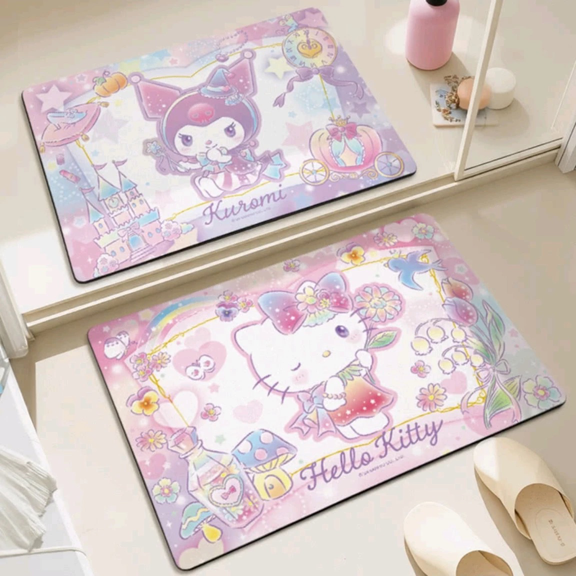 山姆三丽鸥地垫软硅胶泥多功能垫2张装卡通可爱防滑吸水速干门垫