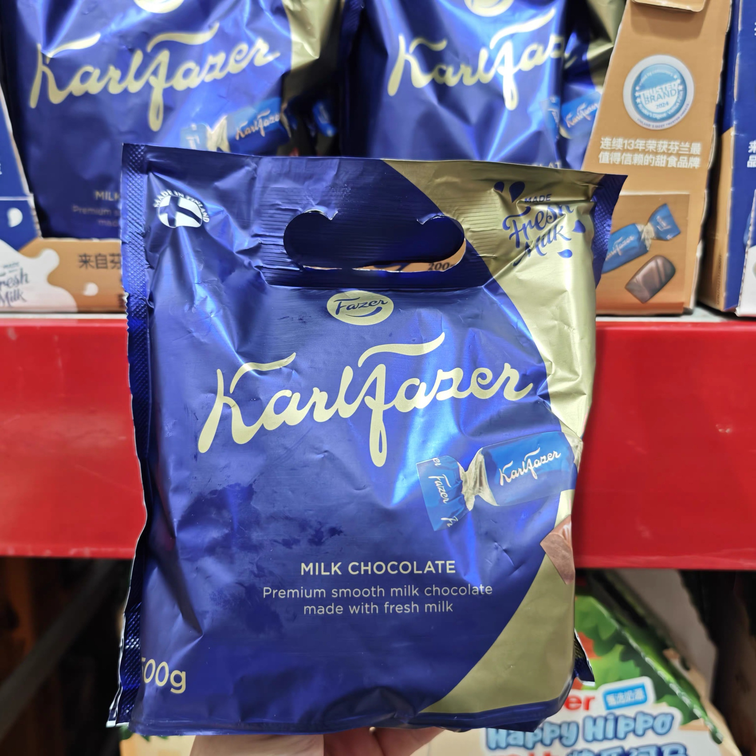 临期/山姆代购KARL FAZER卡菲泽牛奶巧克力制品 芬兰进口500g浓郁