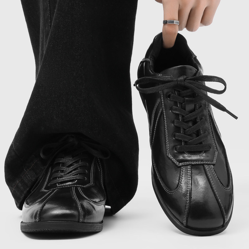 英伦风复古平底皮鞋男2026新款低帮休闲百搭黑色通勤老钱风德比鞋