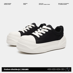 男女小众厚底增高情侣休闲低帮板鞋 春季 黑白百搭帆布鞋 大头鞋 时尚