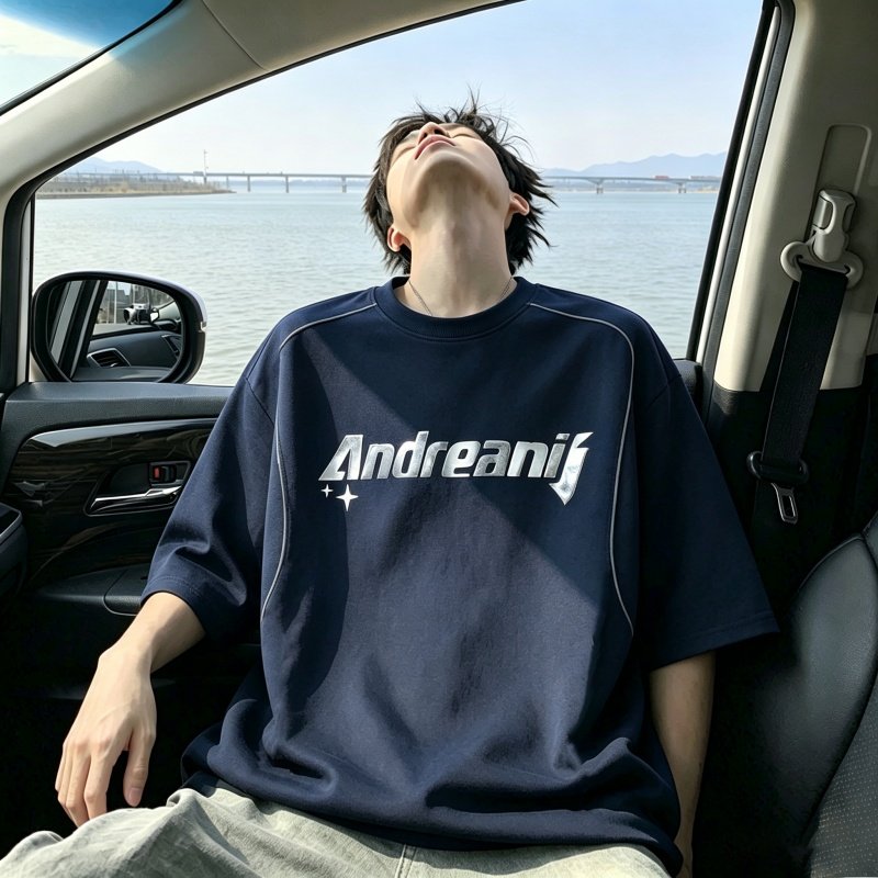 男装正肩宽松韩版简约纯棉重磅立体烫金字母印花潮牌夏季短袖T恤