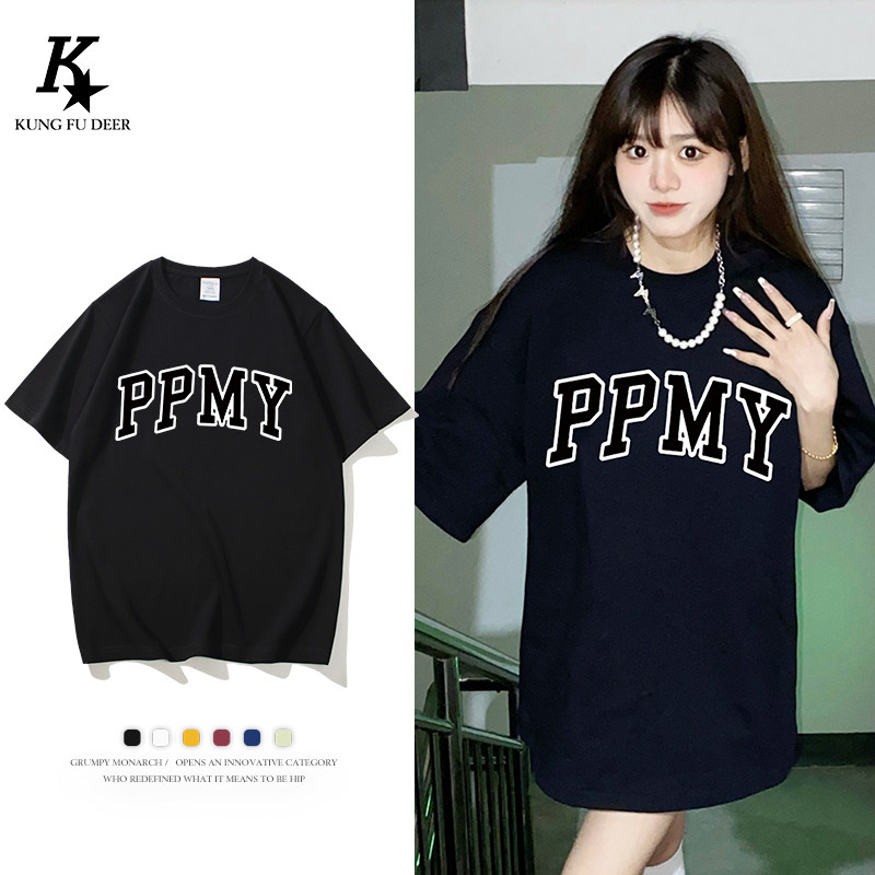 重磅短袖t恤潮牌欧美高街男士夏季ins潮牌英文字母印花情侣款半袖