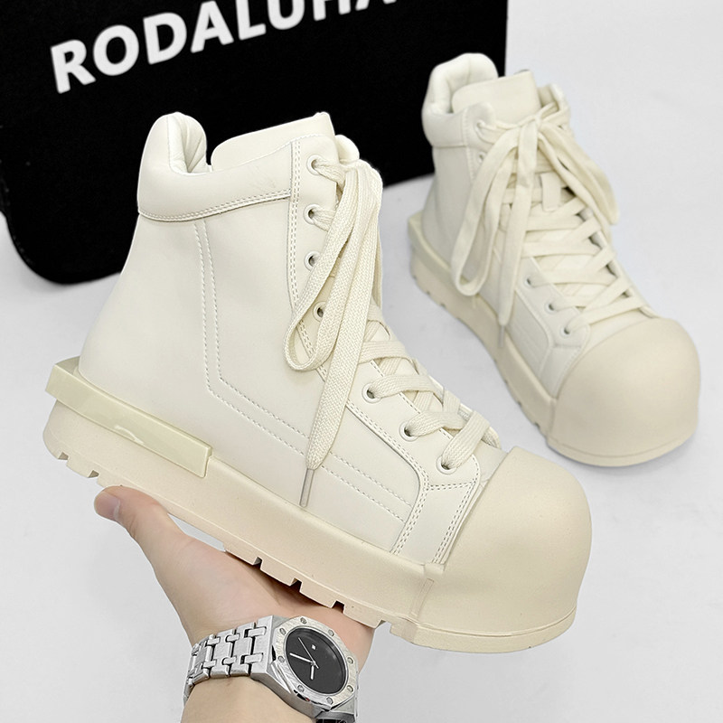 高品质隐形内增高10cm马丁靴男款大头胖丁鞋厚底米奇高帮潮鞋板鞋