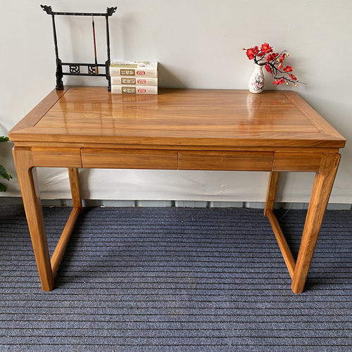 带抽屉老榆木实木中式书桌干炮台