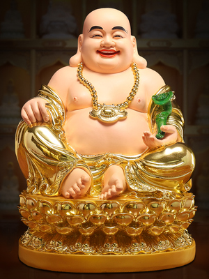 慈源阁树脂众莲弥勒佛菩萨大肚笑颜佛引财宝饰乐宝弥勒佛像菩萨