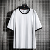 男式 男装 新款 夏季 短袖 棉T恤肥仔胖子加大加肥大码 简约时尚 青少年