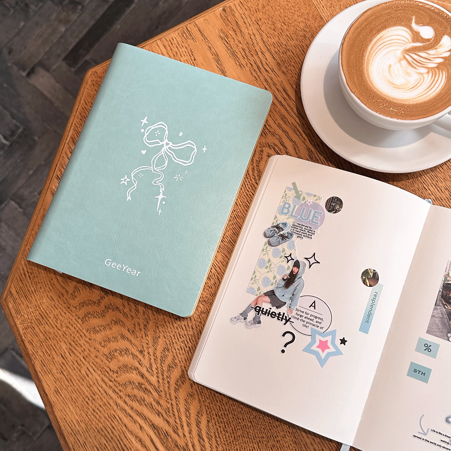 蝴蝶结空白本 A5记事本厚工作本子读书笔记本子ins风手帐本手账记录本高颜值软皮面阅读摘抄本简约日记本