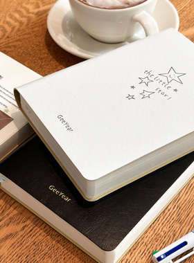 B6星星空白本加厚砖本allinone软皮面笔记本子文艺大学生简约加厚摘抄记事本绘画手绘插画白纸ins风日记本