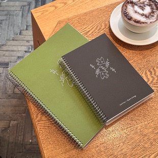 法文格螺旋线圈本A4A5加厚笔记本子简约大学生考研方格本ins风创意网格本不硌手竖翻小本子易撕线记事本