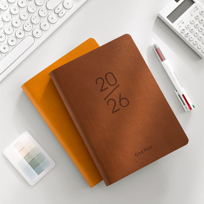 2026日程本两天一页工作日志本计划本年历日记本笔记本子年度日历A5记事本效率手册手账本2026年企业logo定制
