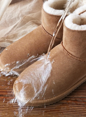 雪地靴女款大码真牛皮一粒扣加厚绒保暖东北棉鞋防水短筒34码41码