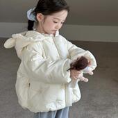 法国Uamtor女童羽绒服洋气韩版 女宝宝冬季 加厚刺绣连帽白鸭绒外套