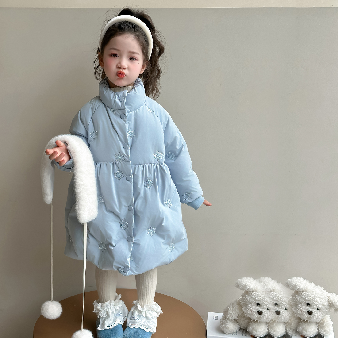 Uamtor女童小香风羽绒服雪花外套