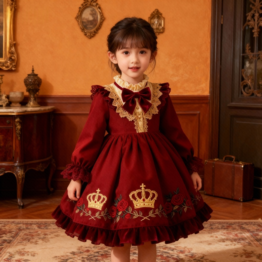 法国Uamtor女童公主裙秋冬2026新款加绒连衣裙生日礼服女孩拜年服,童装/婴儿装/亲子装,连衣裙,淘宝优惠券,粉丝福利购,淘宝优惠卷